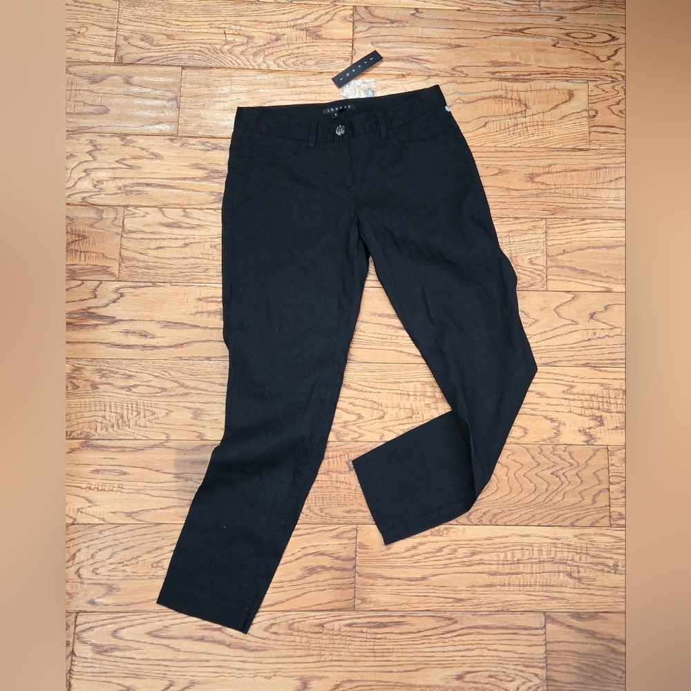 THEORY Abrahia Crunch Black Pants, New With Tags, Size 0 - Small